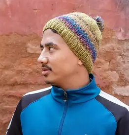 Ganesh Himal Hemp + Wool Blend Knit Pom Pom Hat