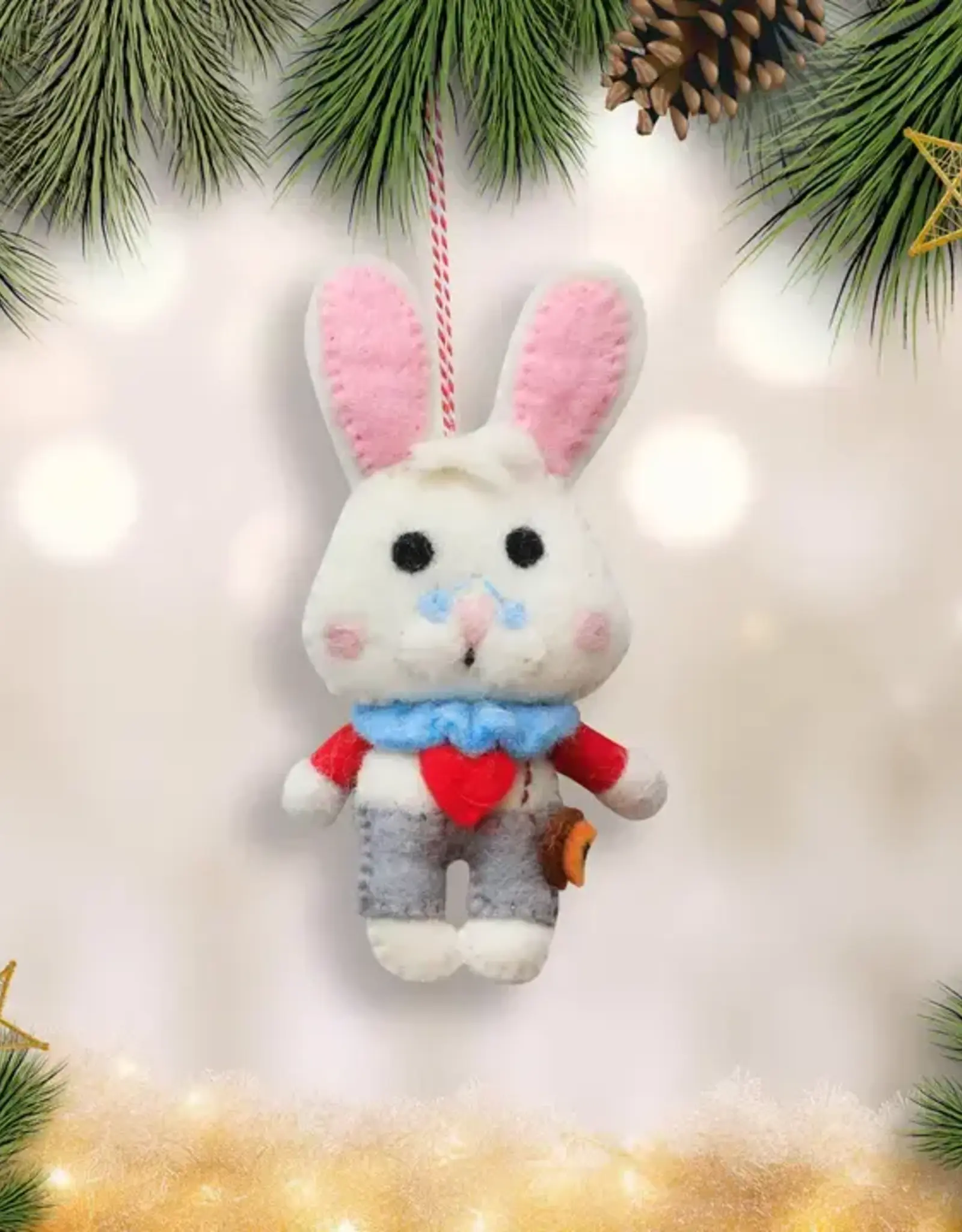 Mr. Ellie Pooh Felt Ornament White Rabbit