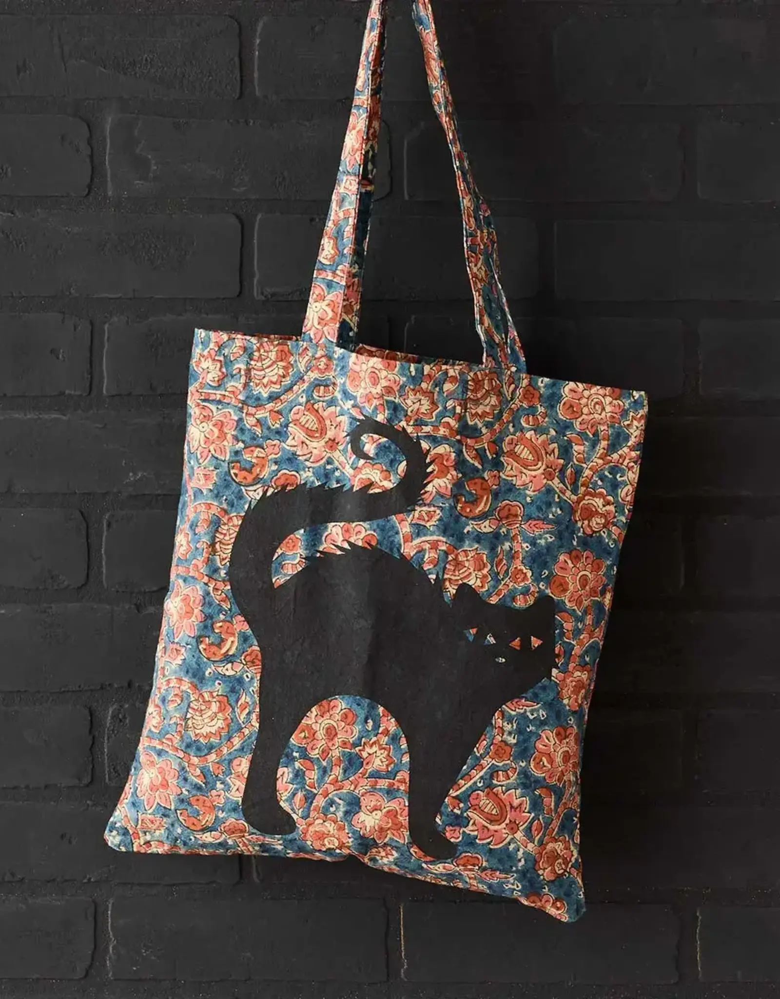 Serrv Black Cat Kalamkari Tote