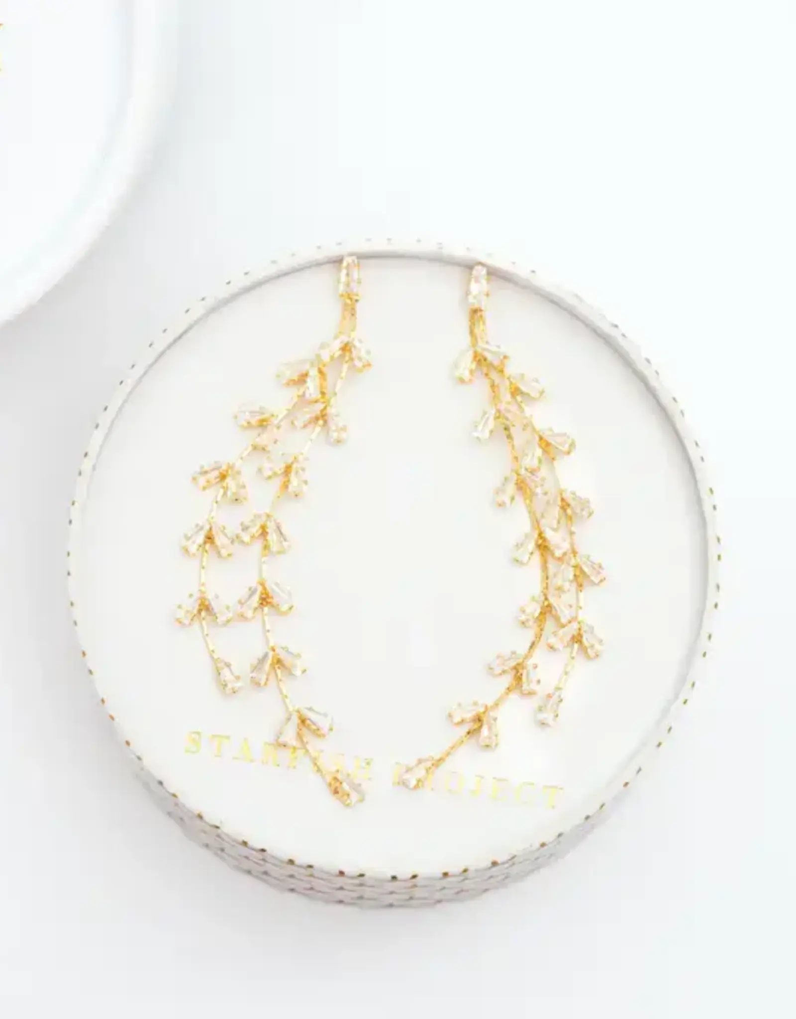 Starfish Project Graceful Willow Zircon and Gold Dangle Earrings