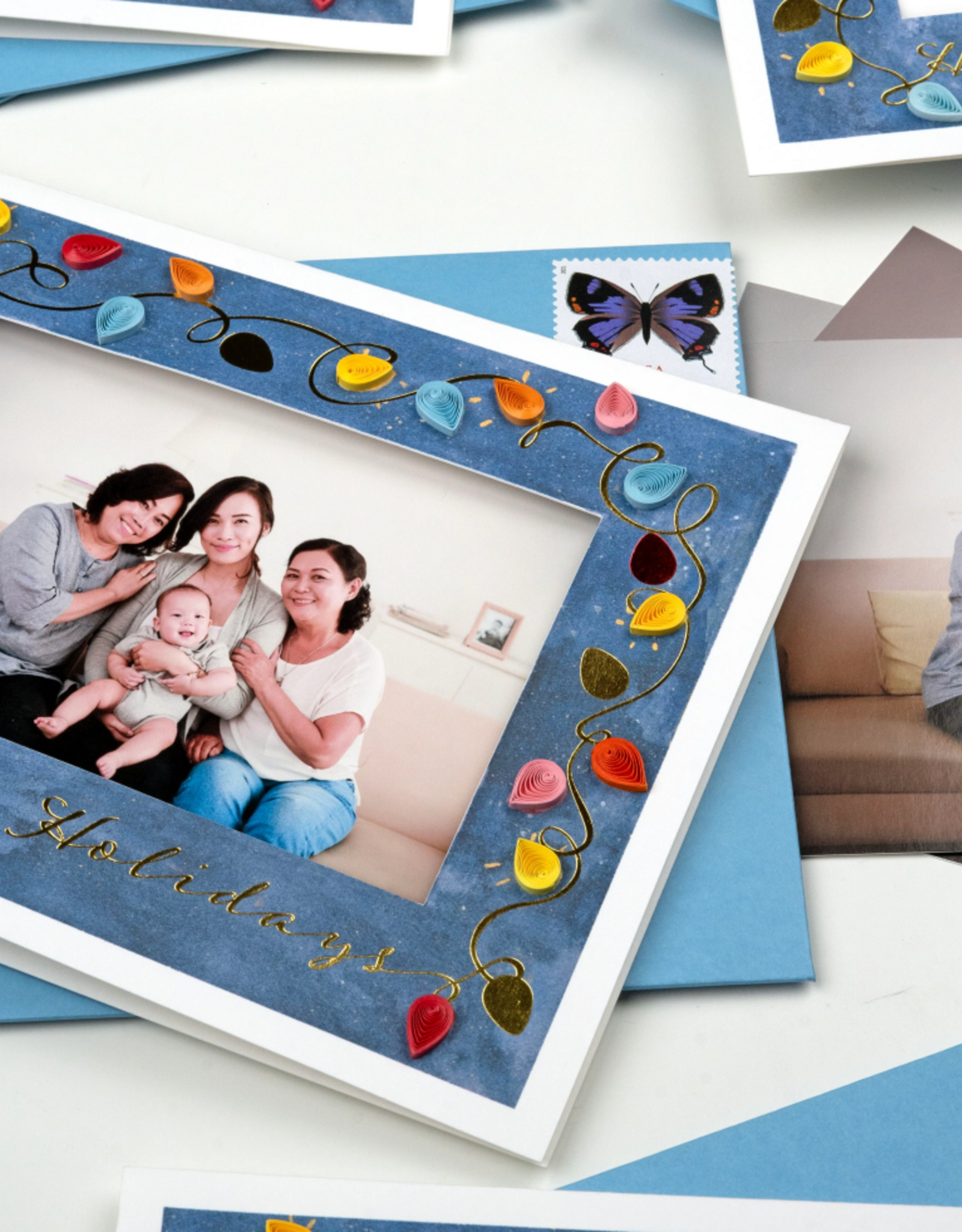 Quilling Card Holiday Photo Card