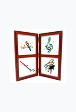 Bunyaad Pakistan 211730 Natural Mahogany Etched Wood Quad Frame Hinged