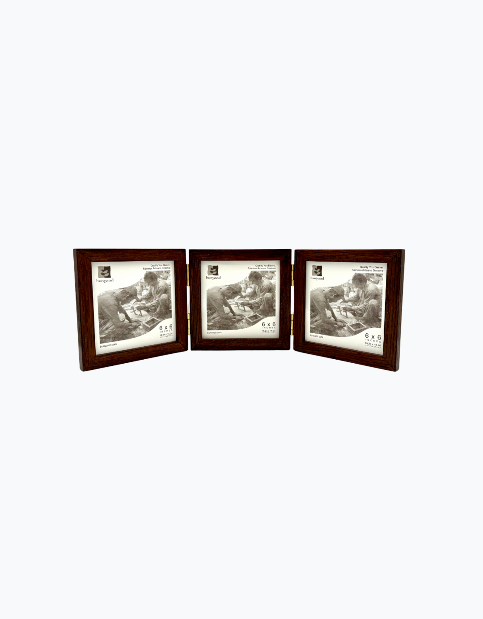 Bunyaad Pakistan 212421 Dark Red Oak Wood Trio Frame Hinged