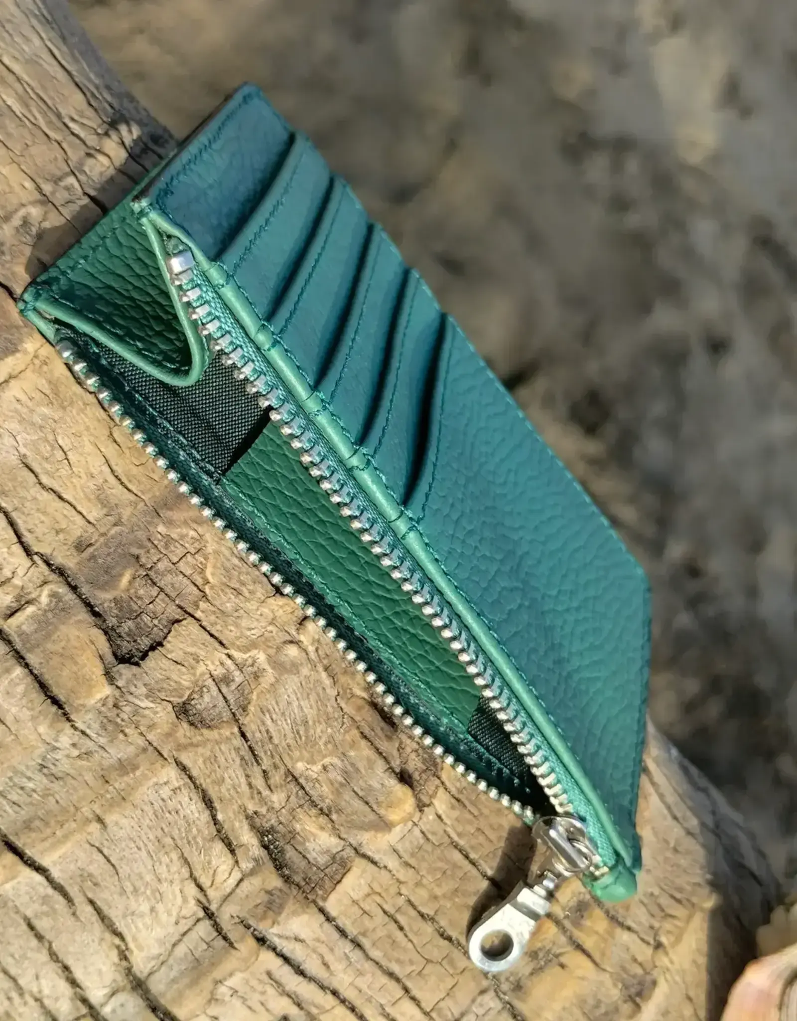 Twin Engine Leaf Green Zippered Card Wallet