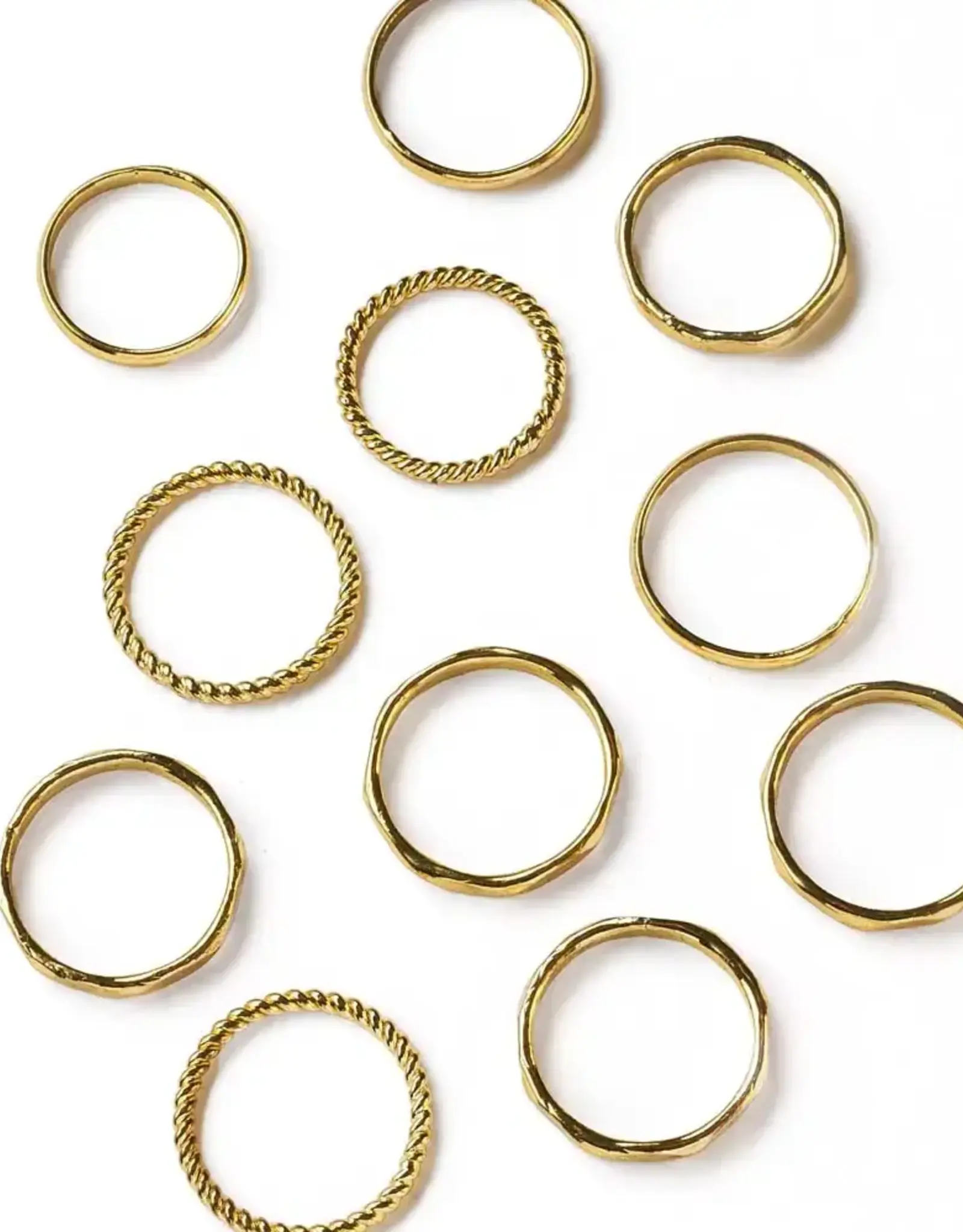 Matr Boomie Dhera Assorted Textured Band Stacking Rings (Assorted)