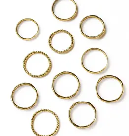 Matr Boomie Dhera Assorted Textured Band Stacking Rings (Assorted)