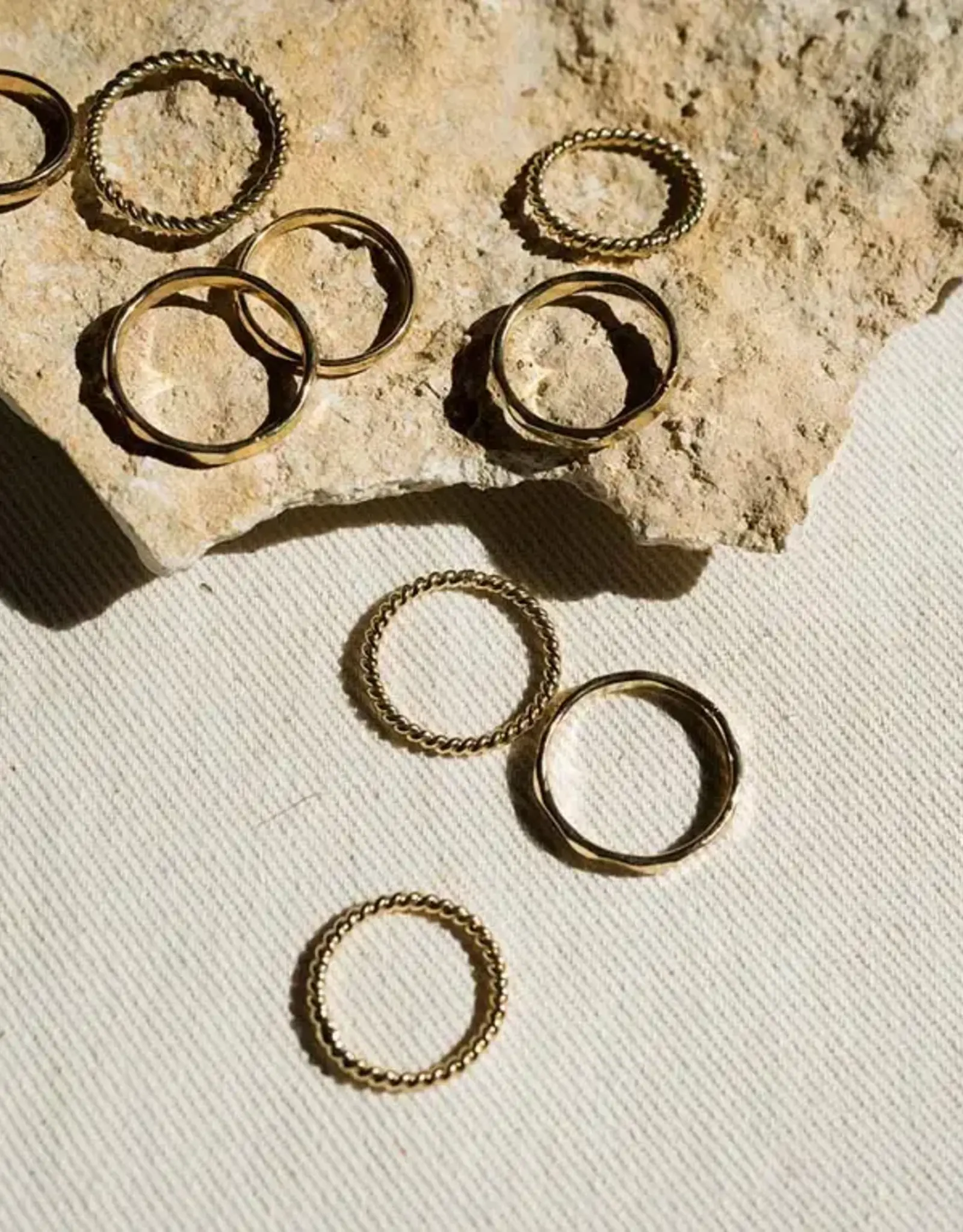 Matr Boomie Dhera Assorted Textured Band Stacking Rings (Assorted)