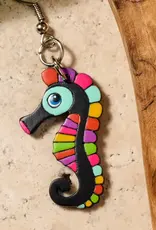 Ten Thousand Villages Hand Painted Gourd Seahorse Dangle Earrings
