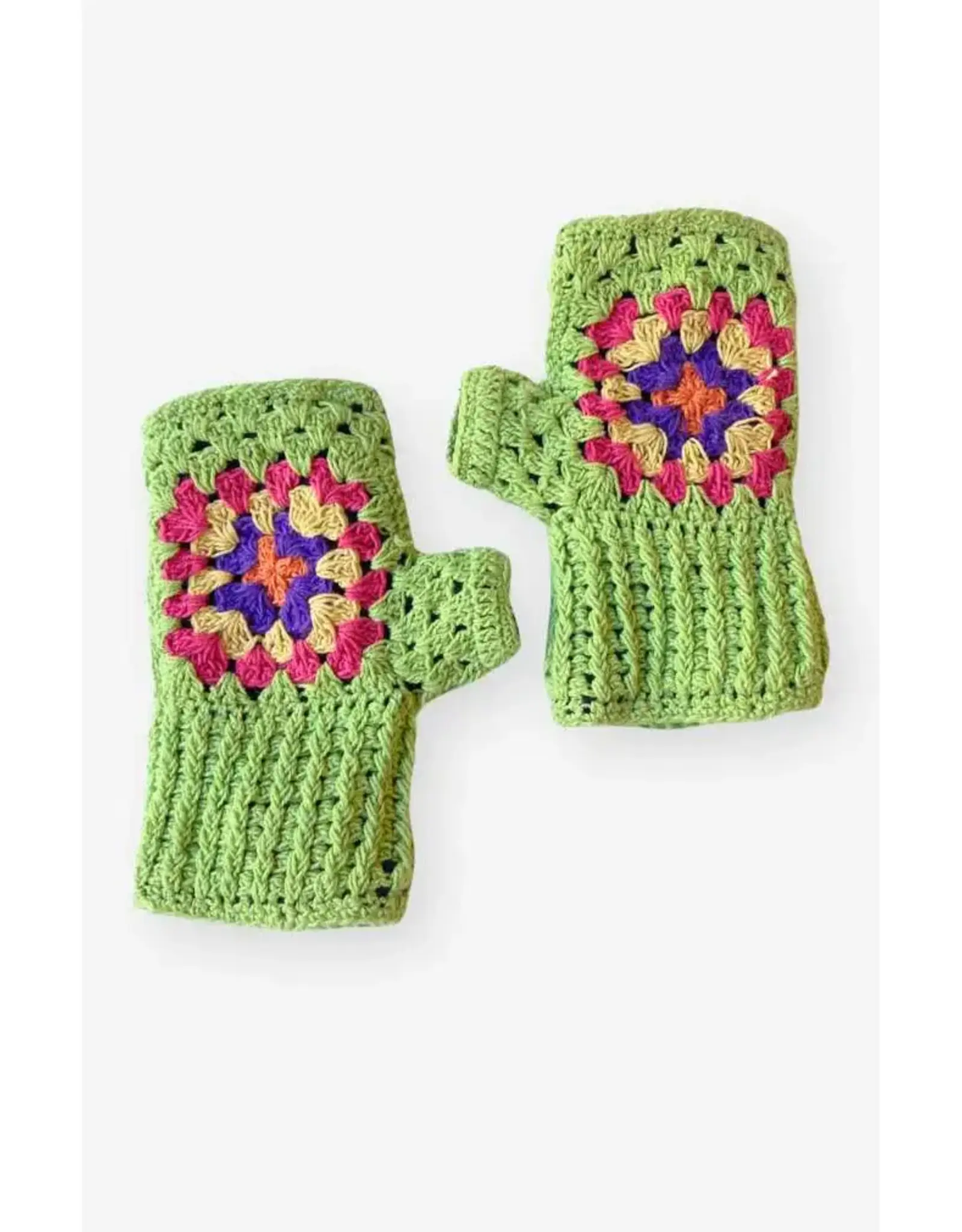 Ganesh Himal Cotton Crochet Granny Square Fingerless Gloves - Assorted