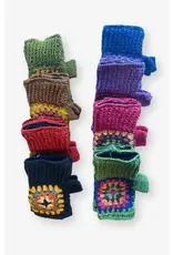 Ganesh Himal Cotton Crochet Granny Square Fingerless Gloves - Assorted