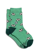 Conscious Step Kids Socks that Support Youth Sports (Green Soccer Balls)