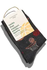 Conscious Step Kids Socks that Support Youth Sports (Gray Basketballs)