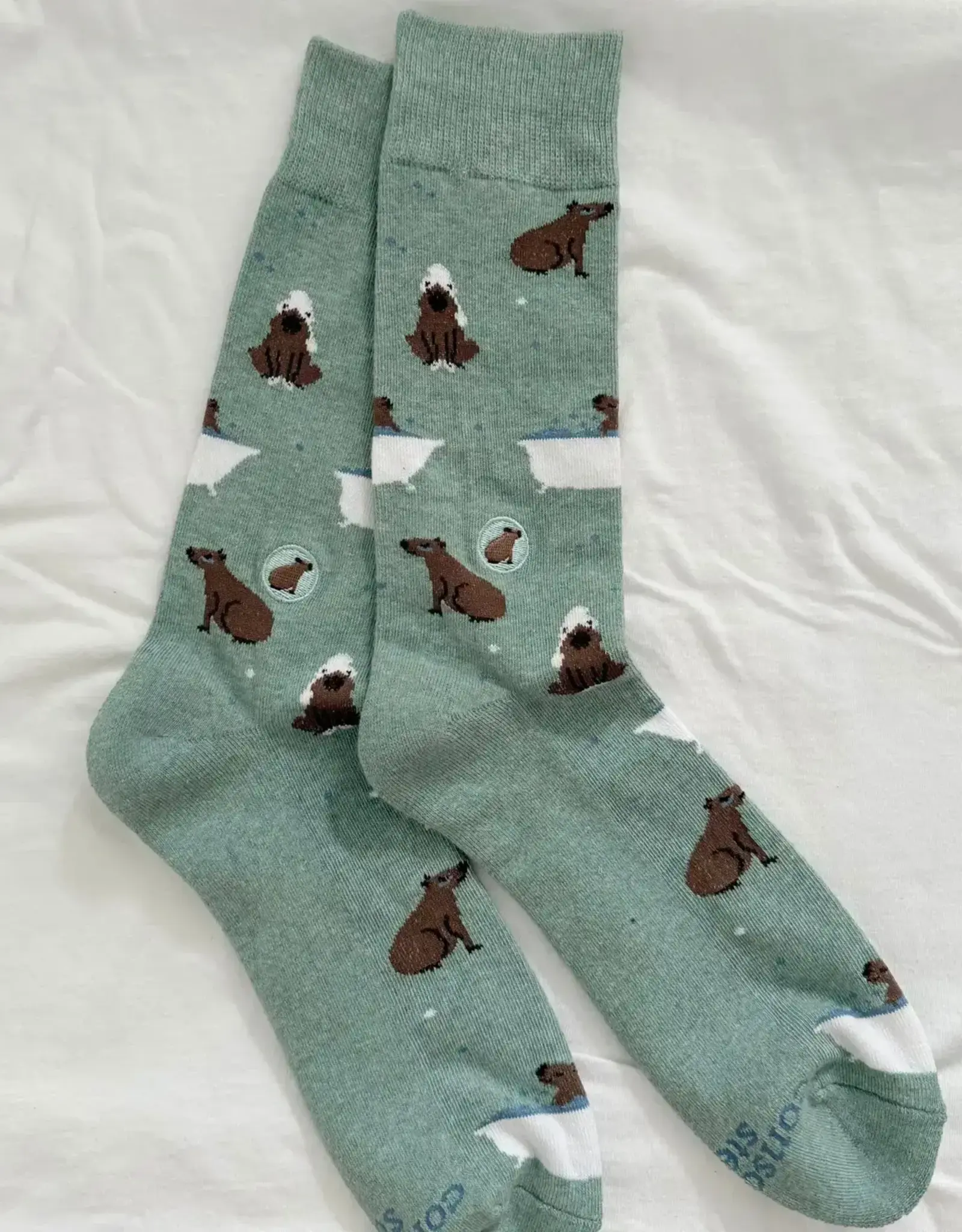 Conscious Step Socks that Support Mental Health (Green Capybaras)