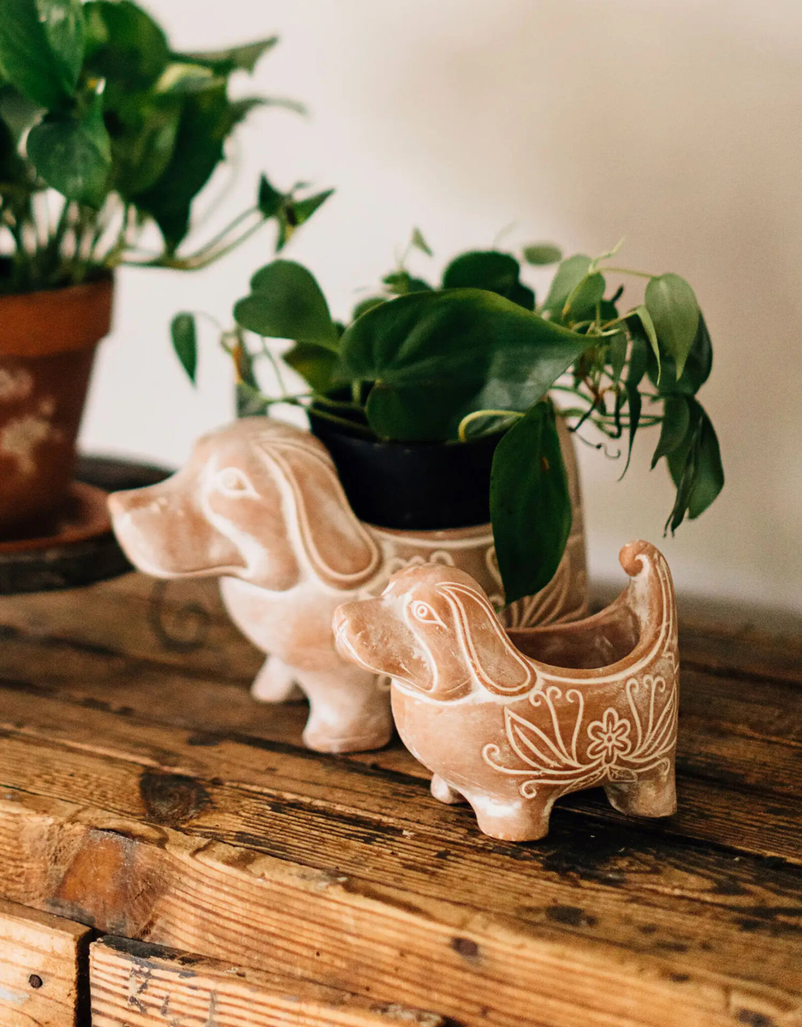 Ten Thousand Villages Terracotta Dog Planter (Small)