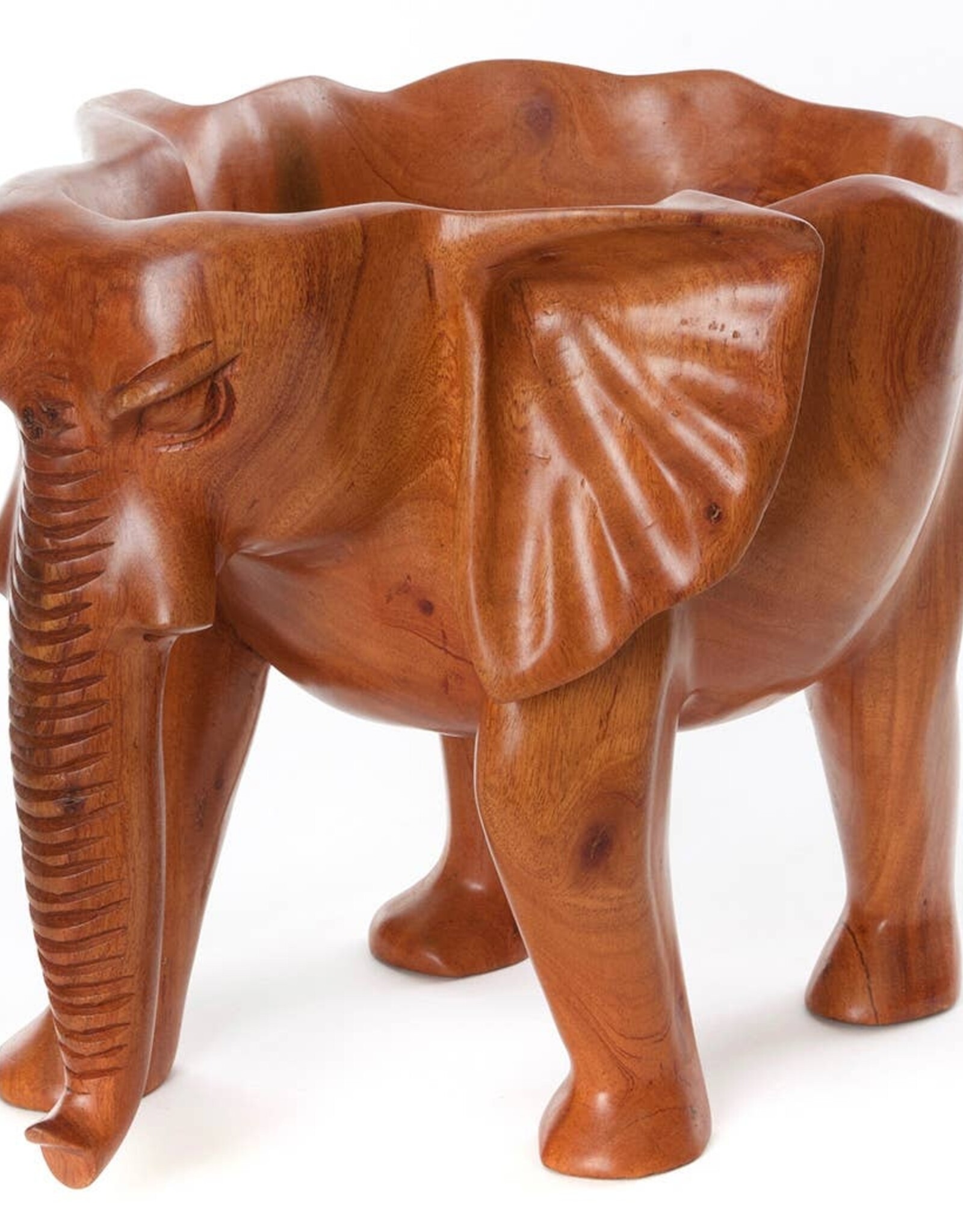 Swahili African Modern Hand Carved Mahogany Elephant Bowl