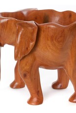 Swahili African Modern Hand Carved Mahogany Elephant Bowl
