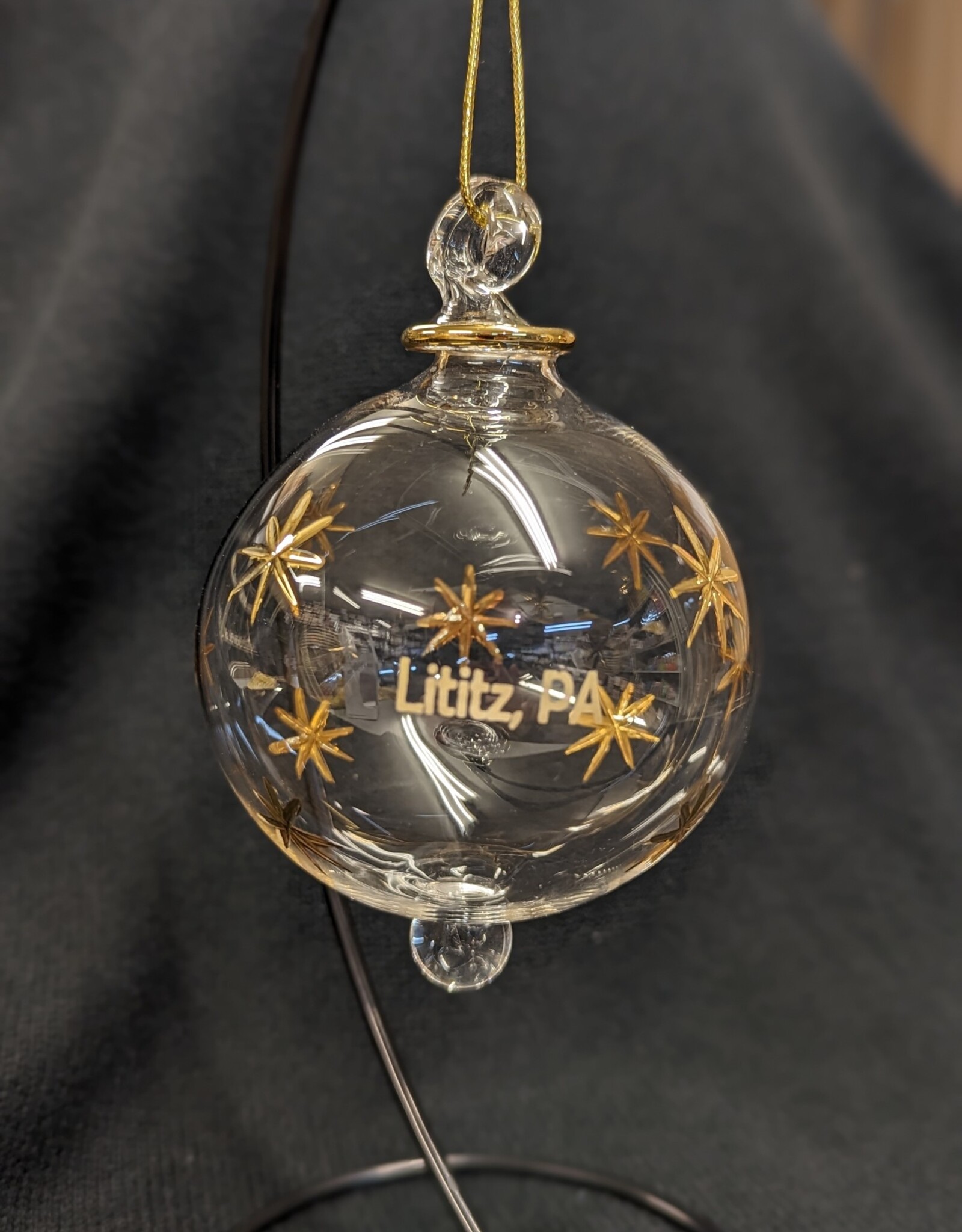 Dandarah Blown Glass Ornament - Gold Stars Lititz