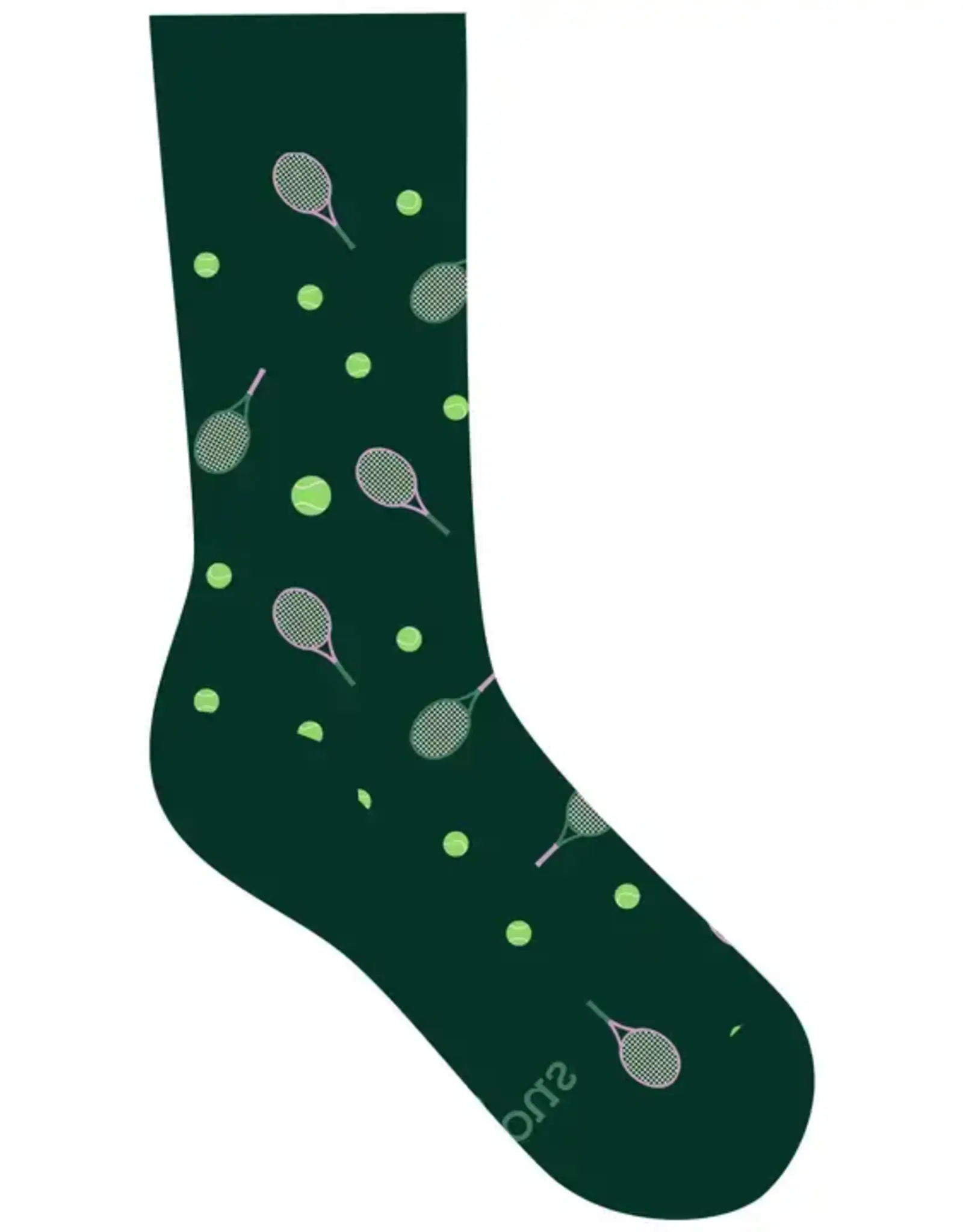 Conscious Step Socks that Support Youth Sports (Green Tennis Rackets)