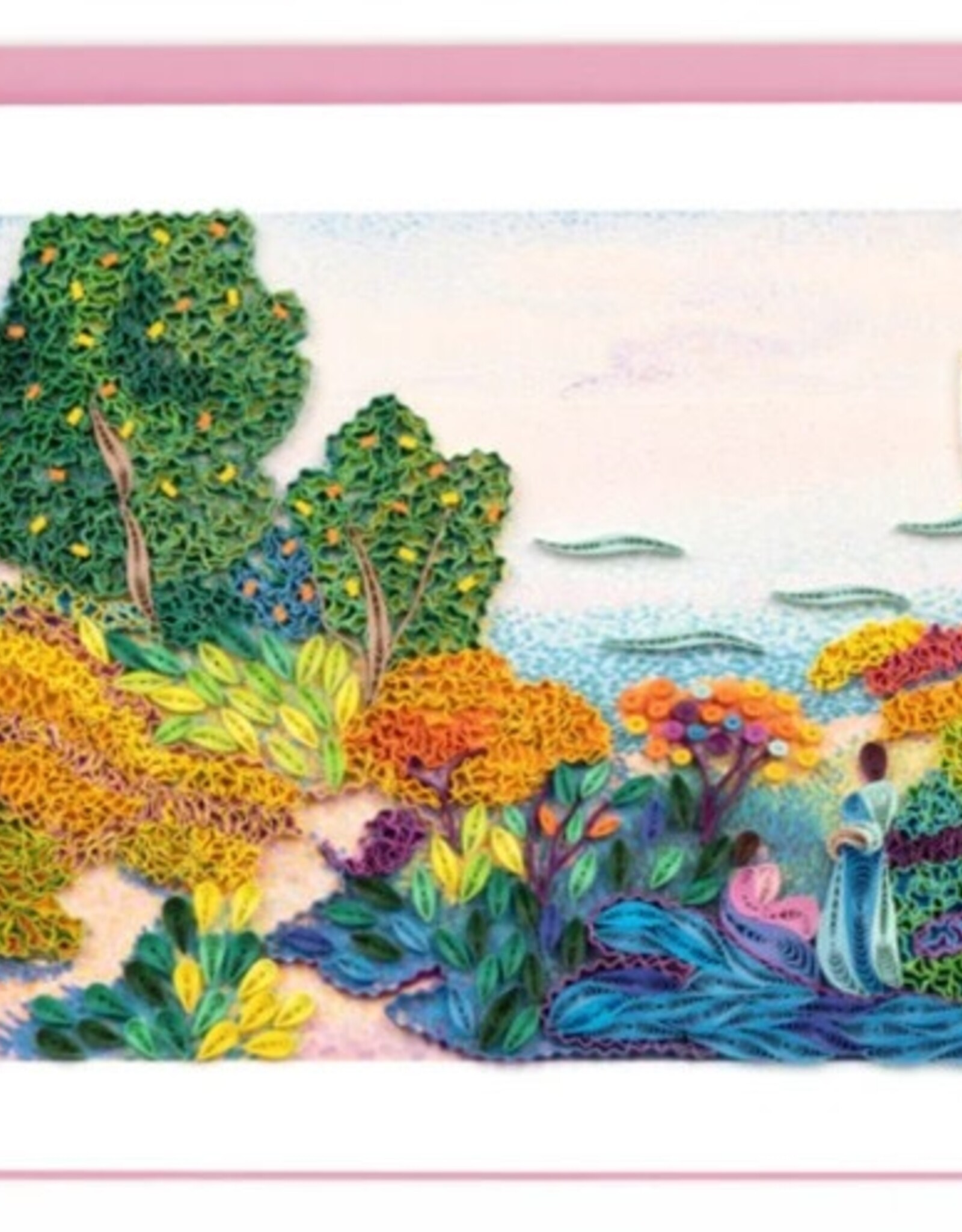 Quilling Card Quilled Two Women by the Shore Mediterranean, Cross- Artist Series