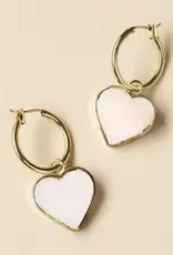 Matr Boomie Rajani Hoop Heart Mother of Pearl Earrings