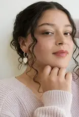 Matr Boomie Rajani Hoop Heart Mother of Pearl Earrings