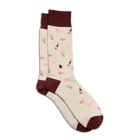 Conscious Step Socks that Give Books (Beige Books and Wine