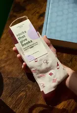 Conscious Step Socks that Give Books (Beige Books and Wine