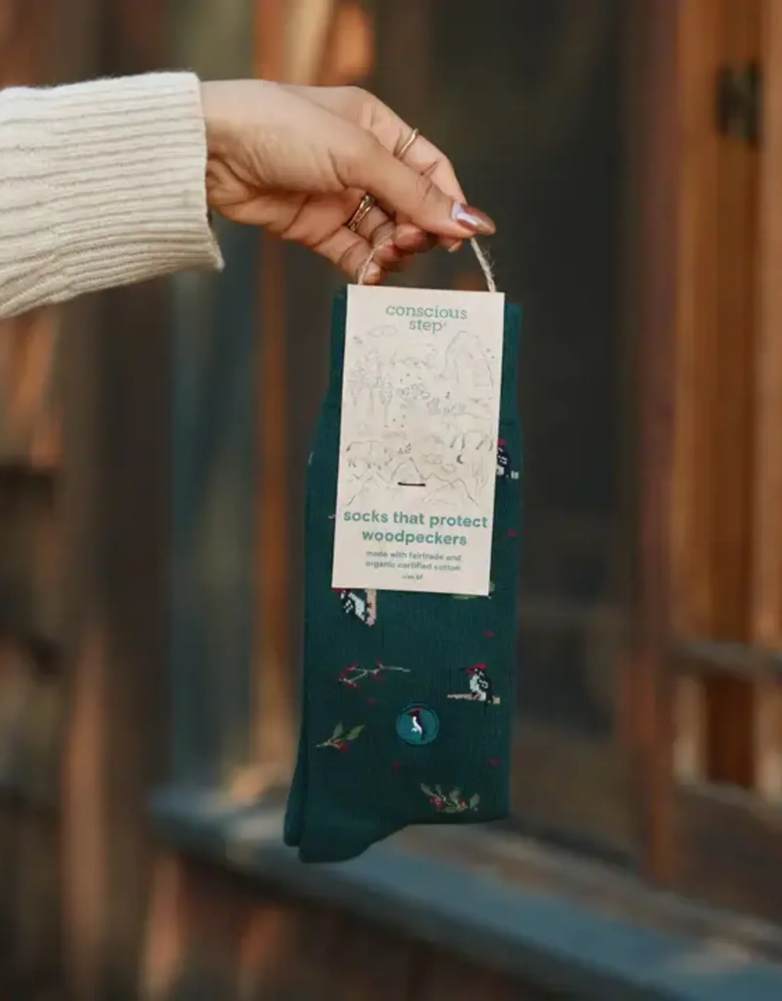 Conscious Step Socks that Protect Woodpeckers