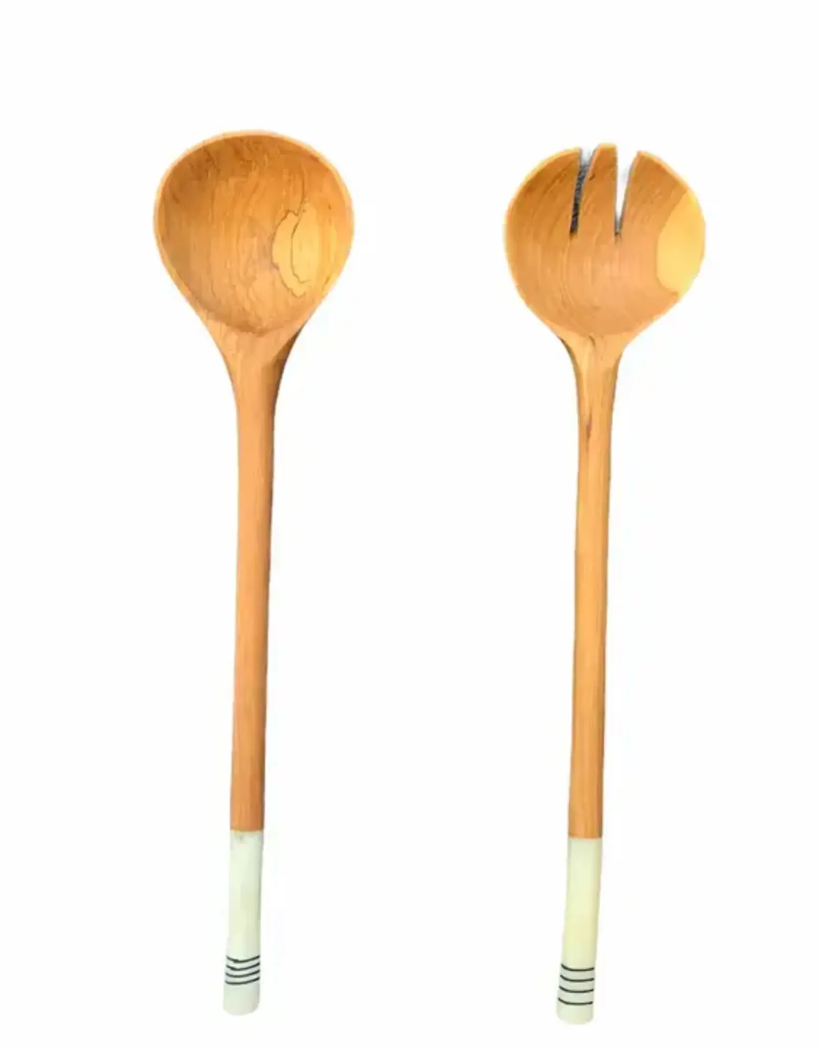 Harkiss Designs Black & White Striped Salad Server - 14"