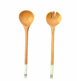 Harkiss Designs Black & White Striped Salad Server - 14"