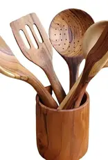 Harkiss Designs Utensil Teak Wood Vessel - 4" tall