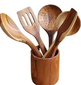 Harkiss Designs Utensil Teak Wood Vessel - 4" tall