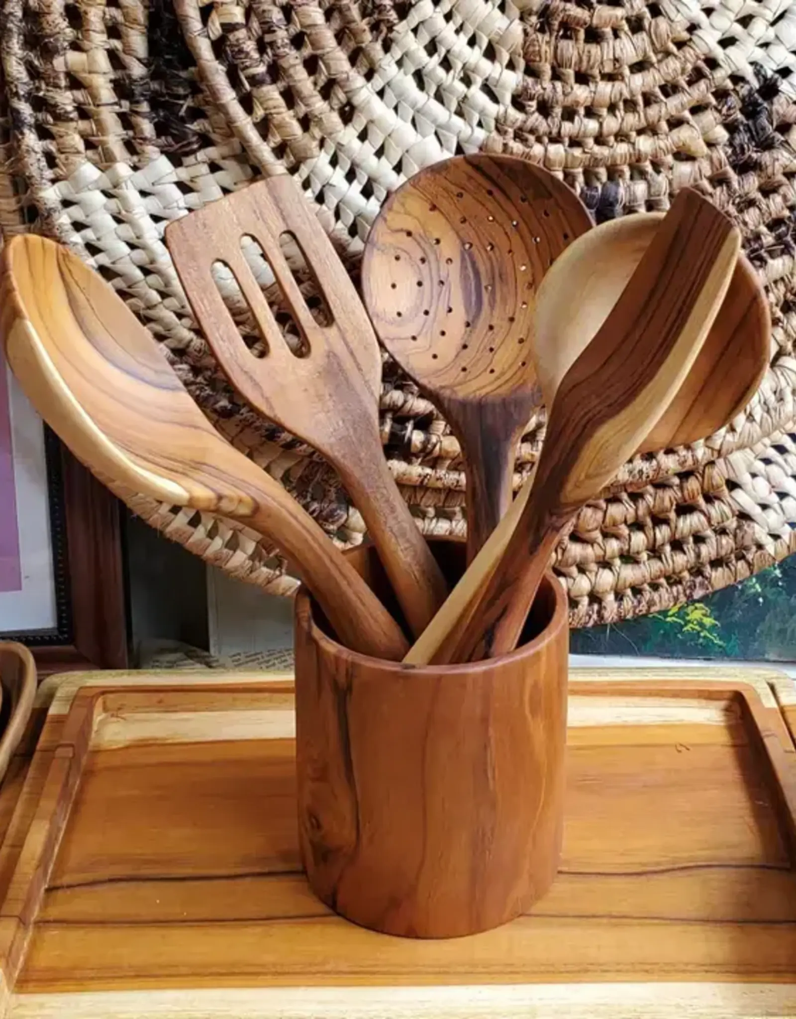 Harkiss Designs Utensil Teak Wood Vessel - 6" tall