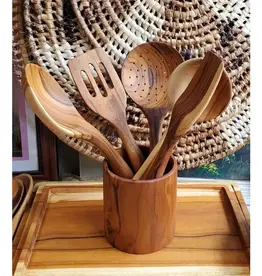 Harkiss Designs Utensil Teak Wood Vessel - 6" tall