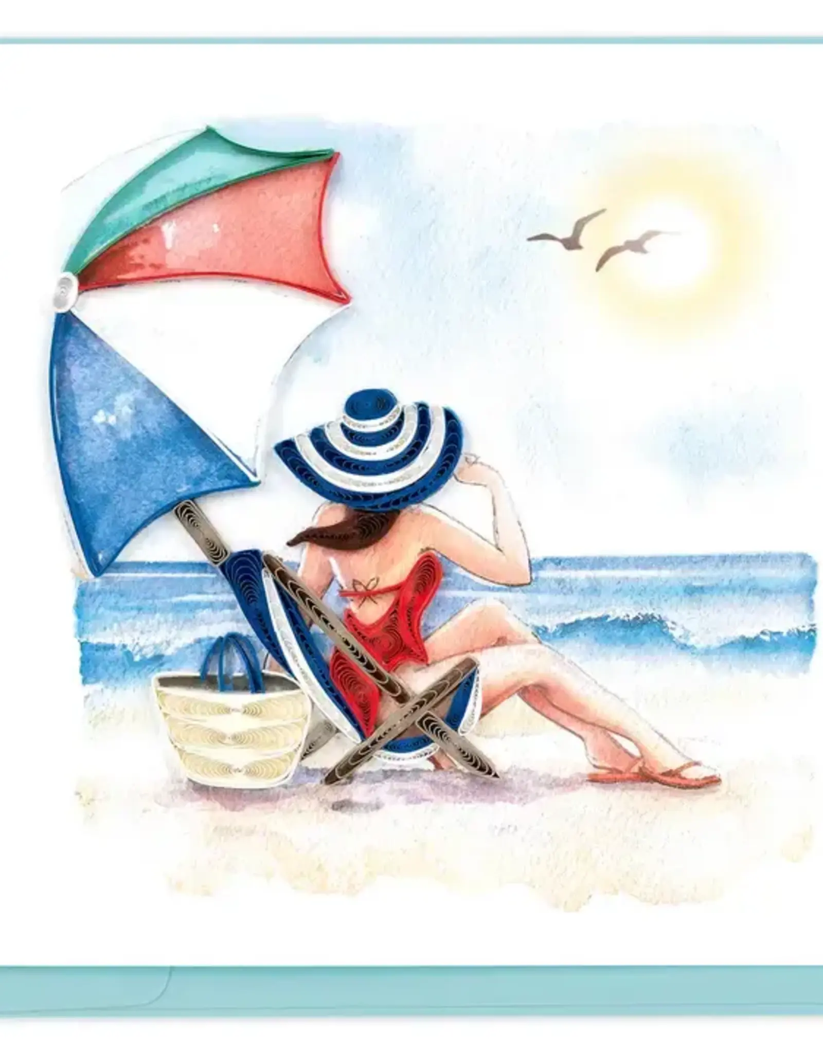 Quilling Card Quilled Beach Lady Greeting Card