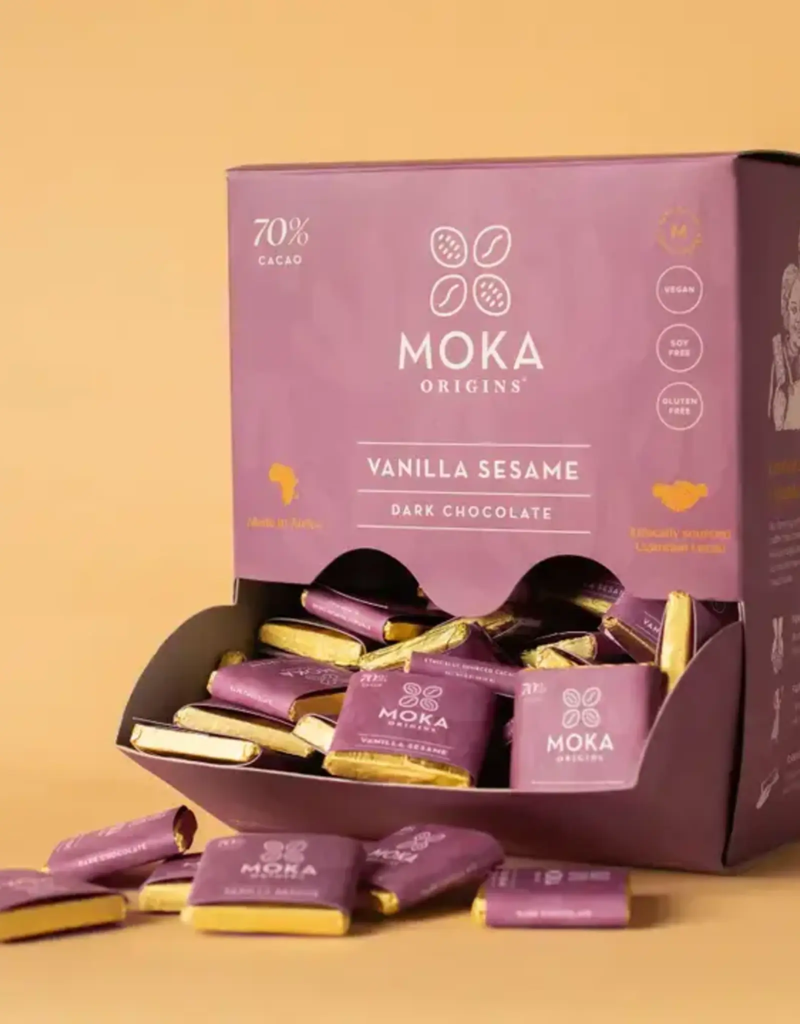 Moka Origins Vanilla Sesame Mini Dark Chocolate 70%