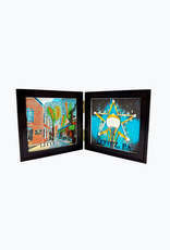 Bunyaad Pakistan 212631 Dark Red Oak Etched Duo Frame Hinged