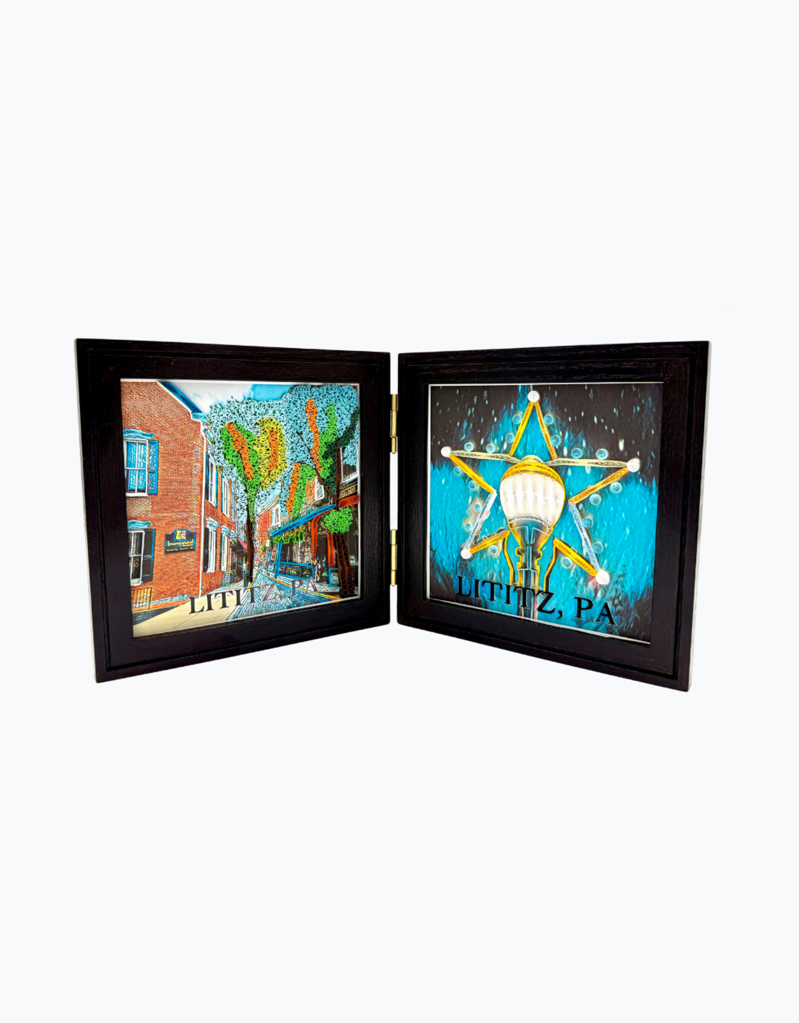 Bunyaad Pakistan 212631 Dark Red Oak Etched Duo Frame Hinged