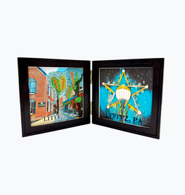 Bunyaad Pakistan Dark Red Oak Etched Duo Frame Hinged