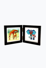 Bunyaad Pakistan Dark Red Oak Wood Duo Frame Hinged