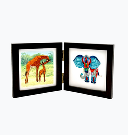 Bunyaad Pakistan Dark Red Oak Wood Duo Frame Hinged