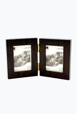 Bunyaad Pakistan Dark Red Oak Striped Wood Frame - Gift Enclosure Duo Hinged