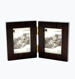 Bunyaad Pakistan 212142 Dark Red Oak Striped Wood Frame - Gift Enclosure Duo Hinged