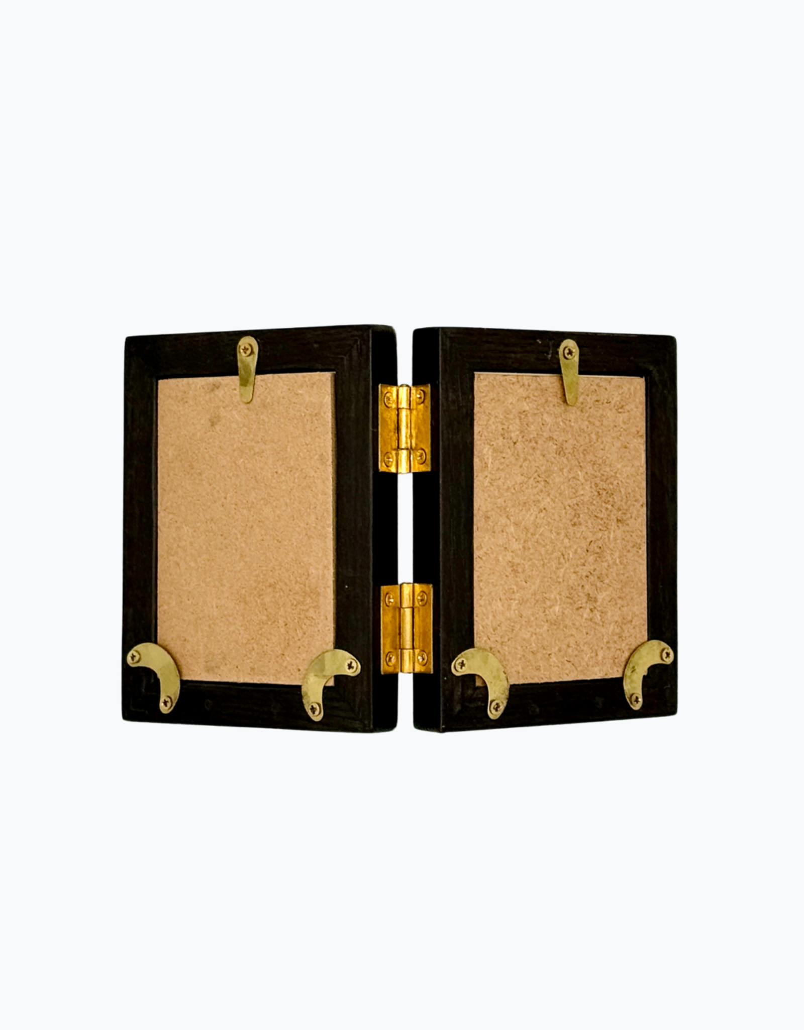 Bunyaad Pakistan Dark Red Oak Striped Wood Frame - Gift Enclosure Duo Hinged