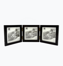 Bunyaad Pakistan Dark Red Oak Striped Wood Trio Frame Hinged