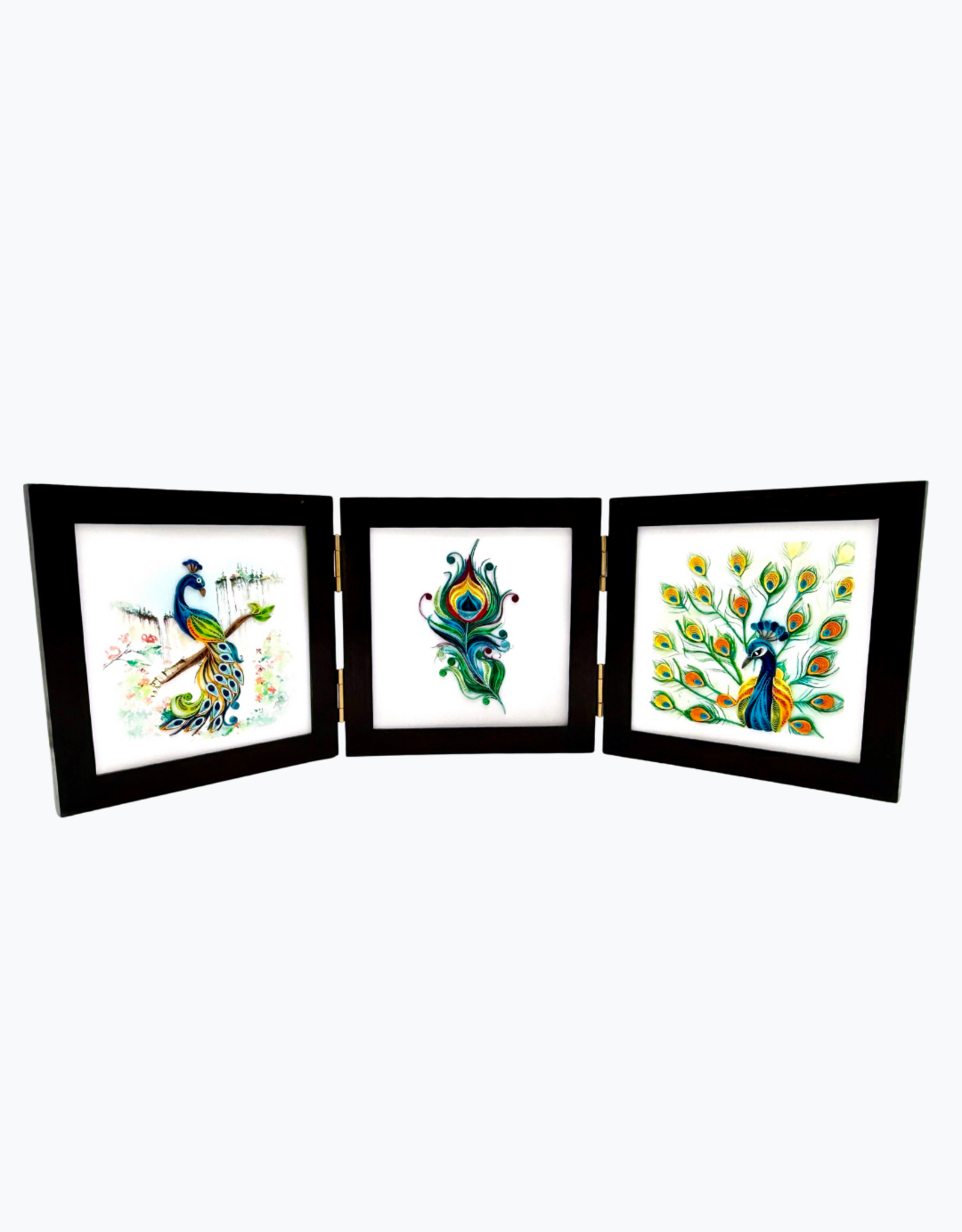 Bunyaad Pakistan Dark Red Oak Wood Trio Frame Hinged