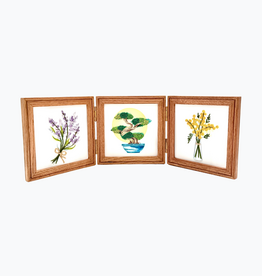 Bunyaad Pakistan 213431 Natural Red Oak Etched Wood Trio Frame Hinged