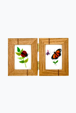 Bunyaad Pakistan Natural Red Oak Striped Wood Frame - Gift Enclosure Duo Hinged