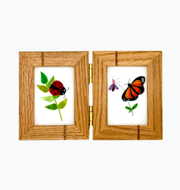 Bunyaad Pakistan Natural Red Oak Striped Wood Frame - Gift Enclosure Duo Hinged