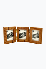 Bunyaad Pakistan 213143 Natural Red Oak Striped Wood Frame - Gift Enclosure Trio Hinged